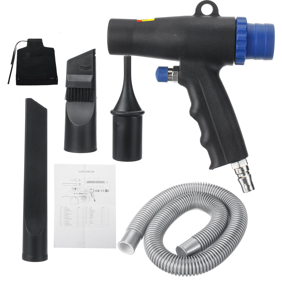 2-in-1 Air Vacuum and Blower Pneumatic Cleaning Tool Kit