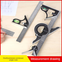 12" Adjustable Stainless Steel Angle Combination Square Ruler - Professional Resolution