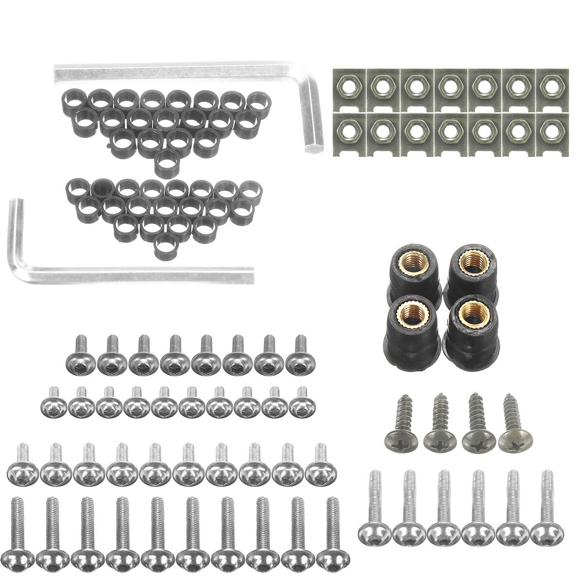 107pcs Motorcycle Aluminum Fairing Bolt Kit - Fasteners, Clips, Screws, Washers in 6 Colors