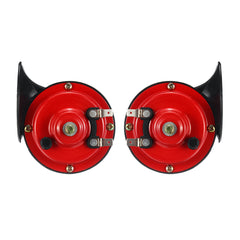 12V Dual Tone Loud Air Horn - Waterproof High/Low for Motorcycle, Car, Van, Boat, Lorry - Red/Black