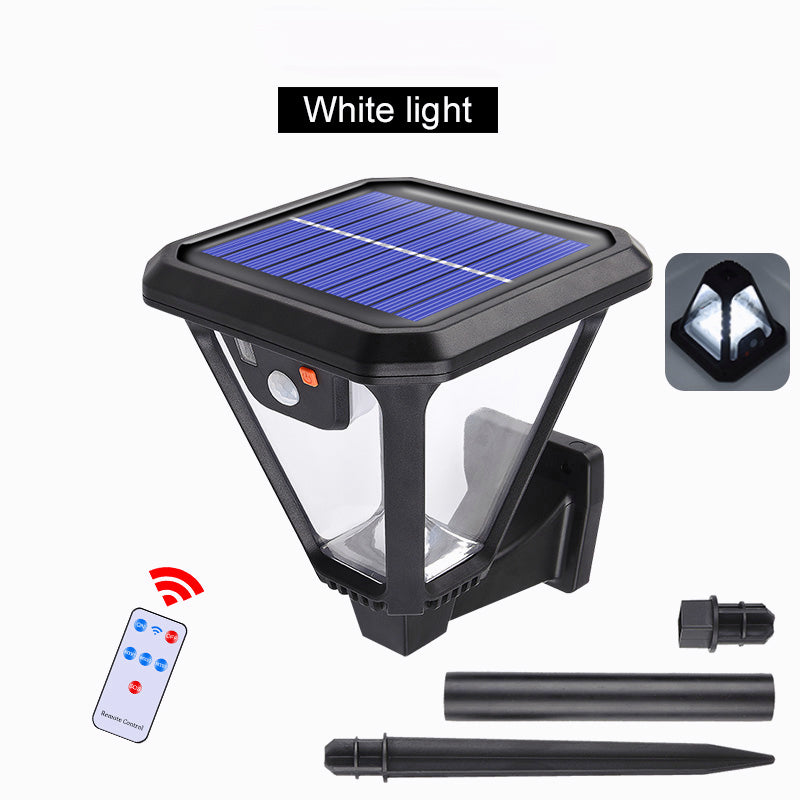 Solar Garden Light with Remote Control - 2 Install Ways, Waterproof Wall Lamp for Yard, Patio, Lawn, and Soil Lighting