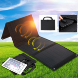 100W Foldable Solar Panel - 12V/5V Portable Battery Charger with Dual USB, Waterproof for Outdoor Use