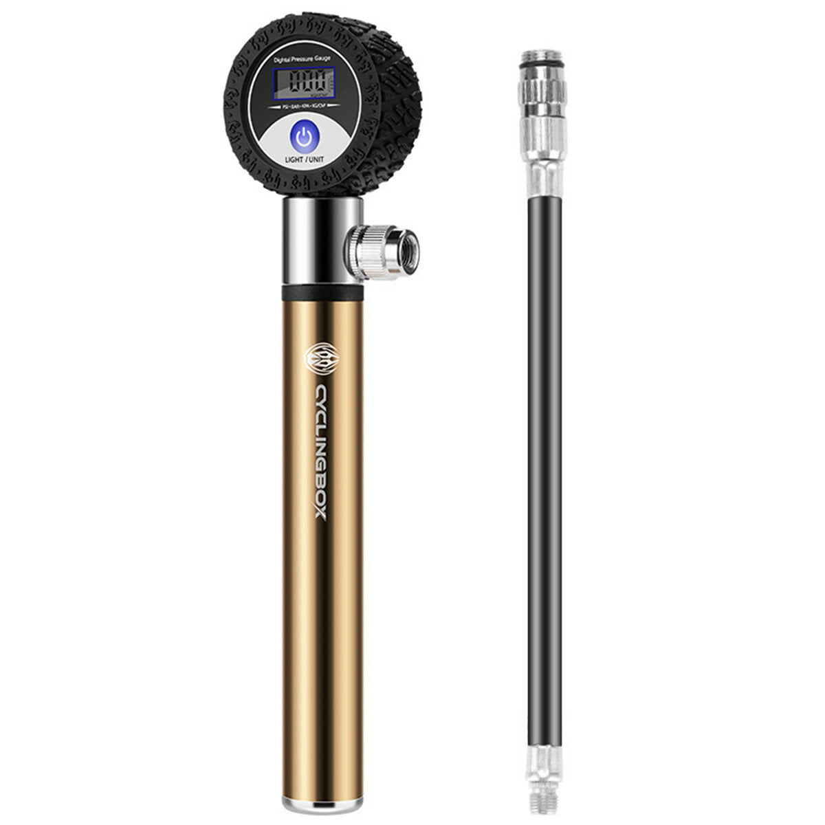 LCD Digital Tyre Inflator with Hose - Car & Motorcycle Air Pressure Gauge, PSI