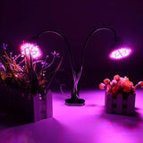 30W Flexible Clip-on LED Grow Light, Full Spectrum Dual Lamp for Hydroponics and Flowering Plants