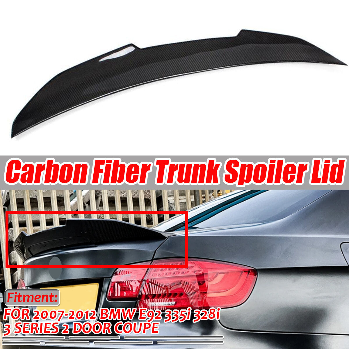 PSM Style Highkick Carbon Fiber Rear Trunk Spoiler Wing for Cars