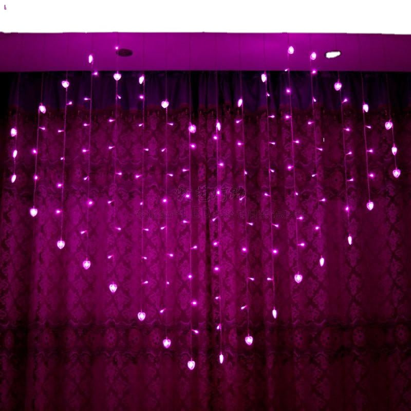 128 LED Heart Shape Light String 220V, 2x1m Curtain Light for Home Decor, Festival, Christmas