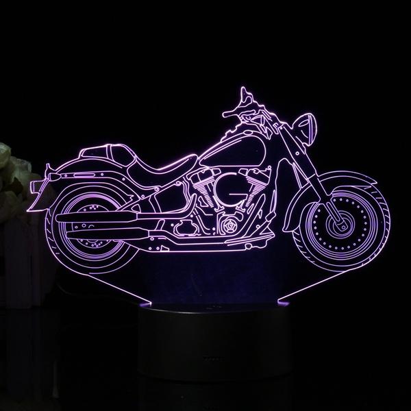 3D Illusion Motorcycle LED Desk Lamp - 7 Color Changing Touch Switch Night Light