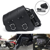 Universal Black Leather Motorcycle Saddlebags - Durable Saddle Bags for All Bikes