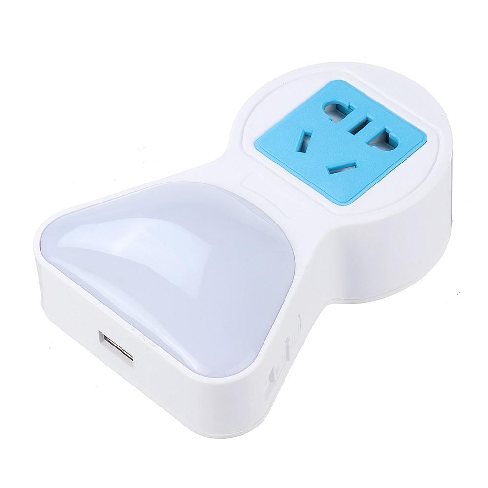 5A 9 LED Plug Socket Lamp with USB Charging, Plug-in Wall Hallway Night Light, US/EU Plug