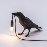 Black/White Resin Crow Table Lamps - Bird Desk Lamp & Bedroom Wall Sconce Light Fixtures