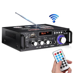 110V 12V HIFI Bass Car Audio Stereo Amplifier Bluetooth FM Radio 2CH 600W LED Display AUX SD for Car Home