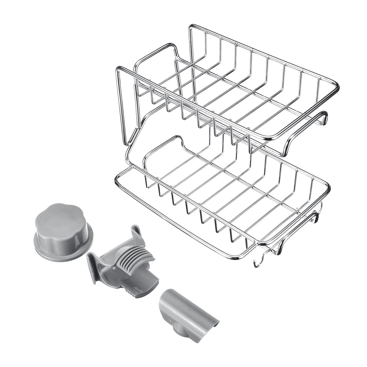 2-Layer Kitchen Sink Drain Rack: Faucet Sponge, Soap, Cloth Storage & Drying Holder