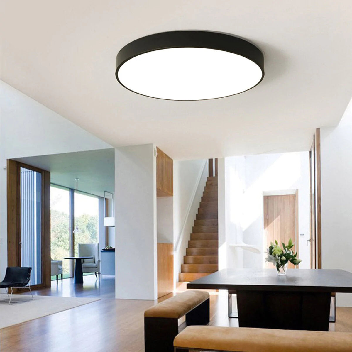 Ultra Thin LED Ceiling Light - Round Flush Mount Fixture for Kitchen & Home