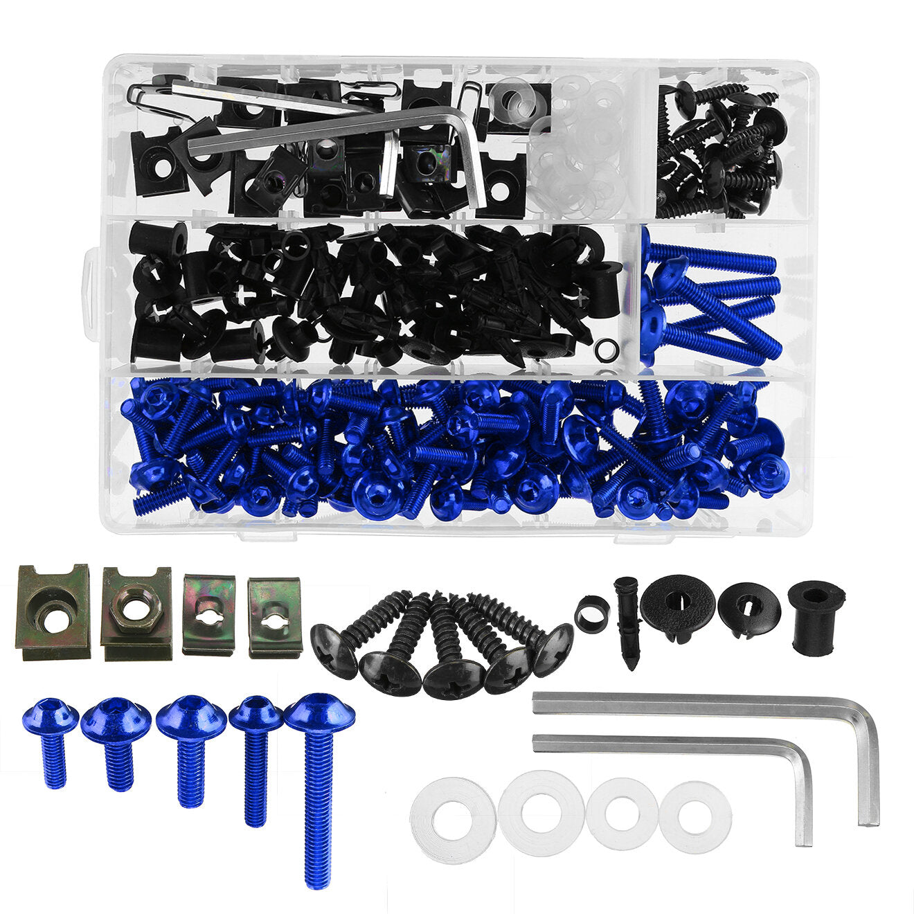 251pcs Motorcycle Sportbike Fairing Bolt Kit - Body Fasteners, Clips, Screws Set