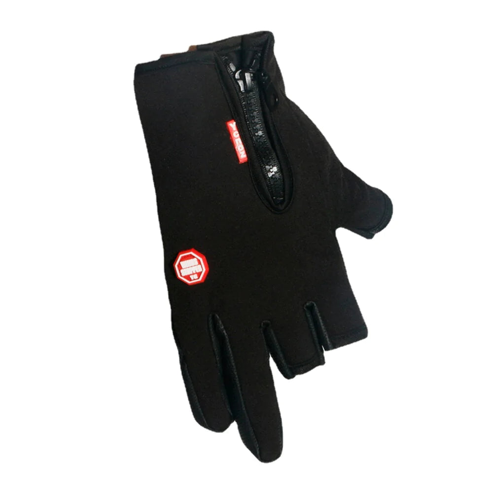 Wasserdichte, rutschfeste Halbfinger-Lederhandschuhe für Unisex für Outdoor-Sport, Reiten und Angeln