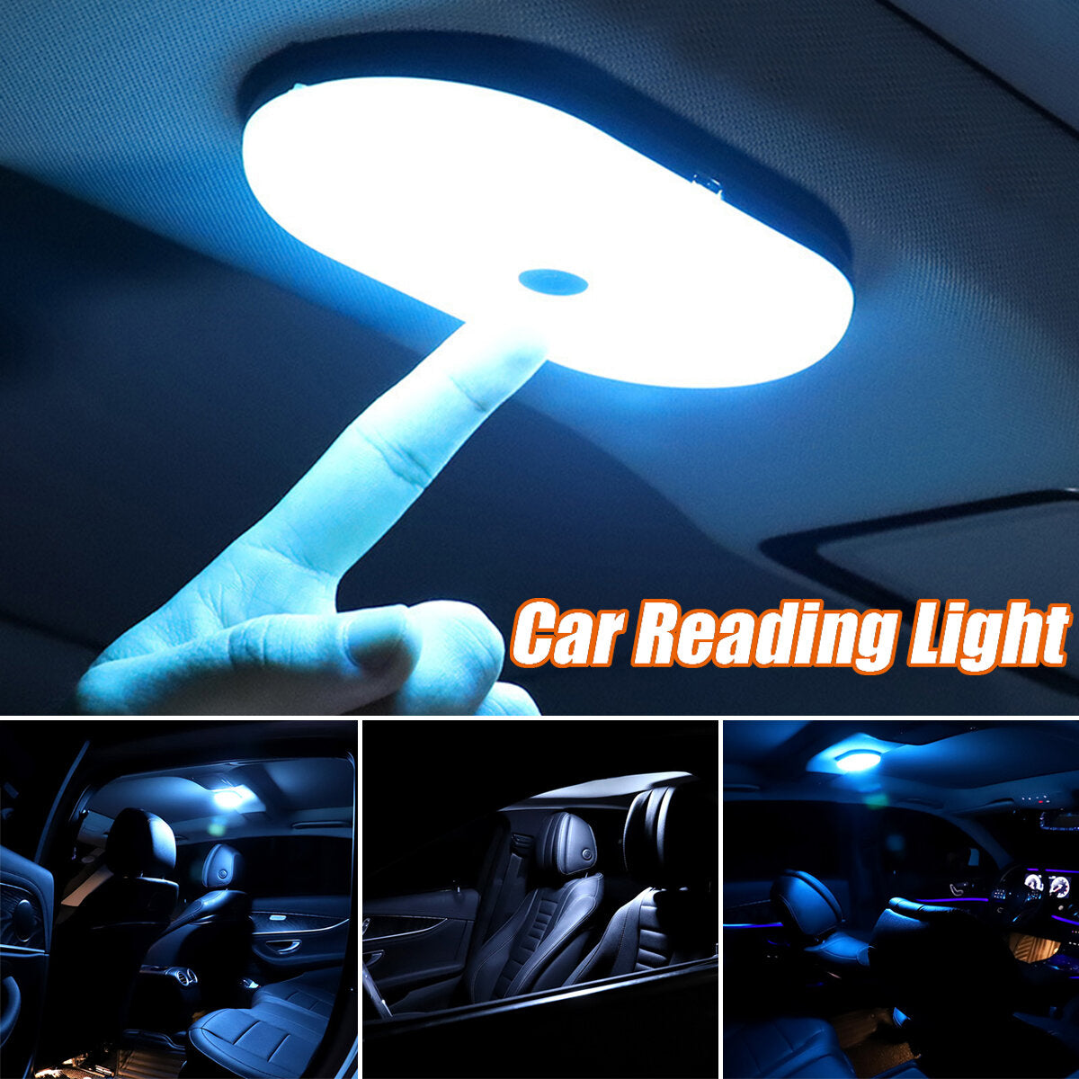 Car Roof Interior LED Reading Light - Magnet Ceiling Lamp, USB Convertible Light