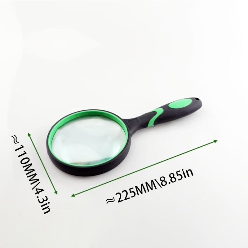 100mm 10X Shatterproof Handheld Magnifier with Non-Slip Rubber Handle - 1pc