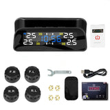 Solar Car 360 Degree Rotation Tire Pressure Monitoring System with LCD Display, Digital Clock, and Tyre Temperature Alarm