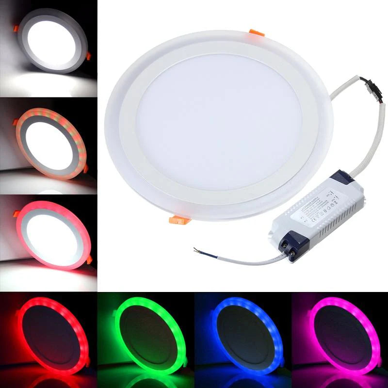 18W RGB Dual Color LED Recessed Ceiling Panel Light, Round, AC85-265V