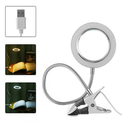 USB Charging LED Magnifying Lamp - Clip-on Table Light