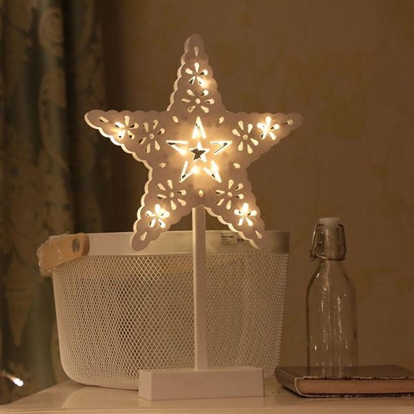 Battery Powered LED Star Christmas Tree Heart Night Light Table Lamp for Home Decoration