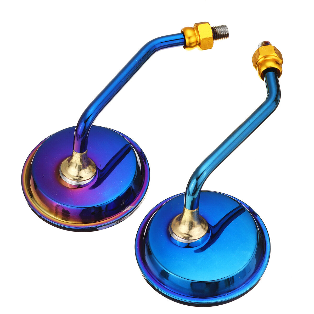 Blue Anti-Glare Aluminum Motorcycle Rearview Side Mirrors with M10 Screw