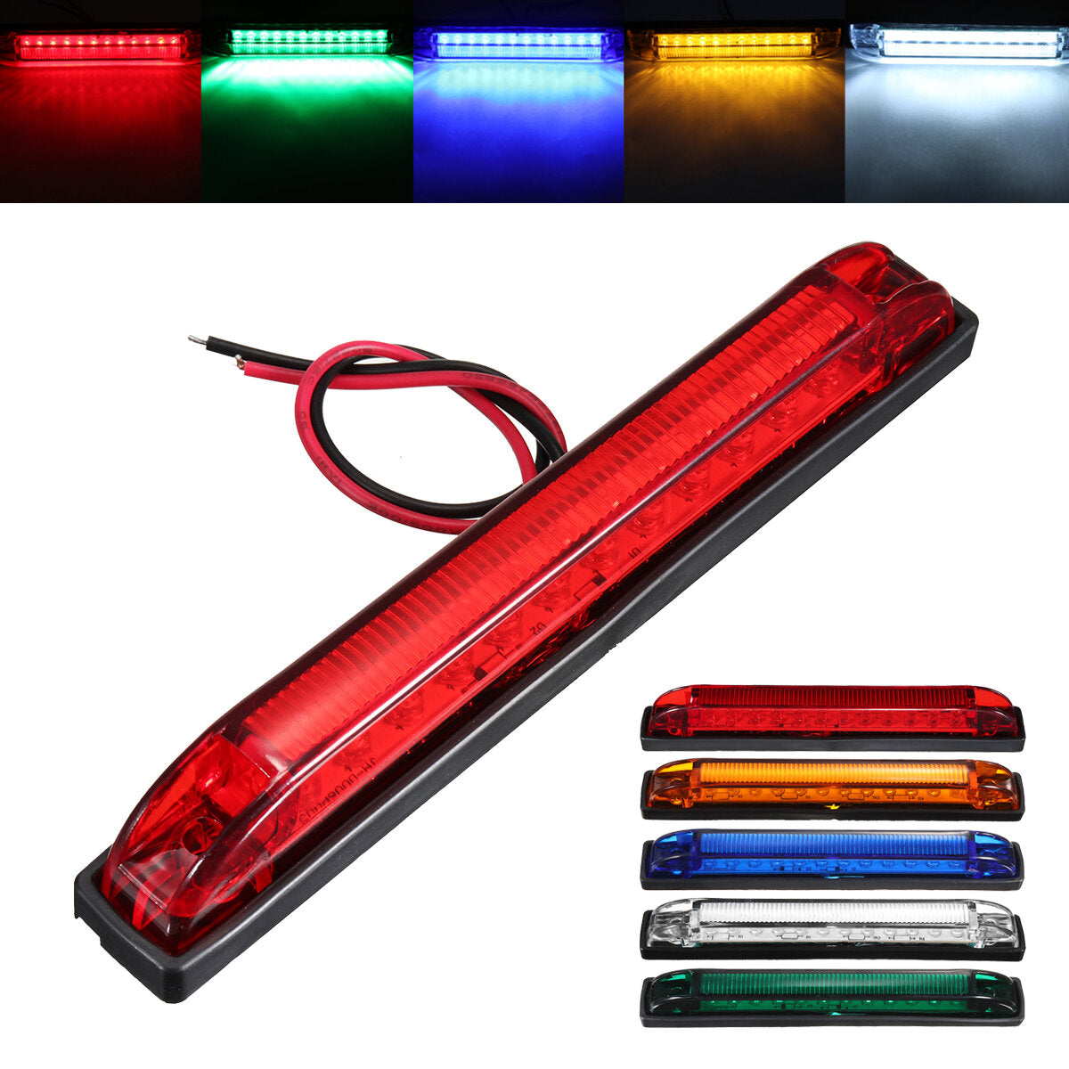 12V-24V 12LED Side Marker Tail Signal Light - White, Green, Yellow, Red, Blue