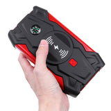 39800mAh 600A Car Jump Starter with Wireless Charger, 2 USB Outputs, and LED Flashlight