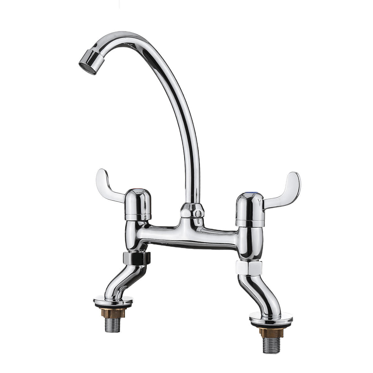 360 Degree Swivel Dual Lever Deck Mount Faucet for Hot & Cold Water Dispenser Basin Sink