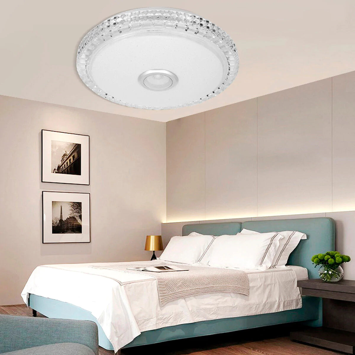 Smart RGB LED Ceiling Light - Flush Mount, Bluetooth, Remote Control, Dimmable