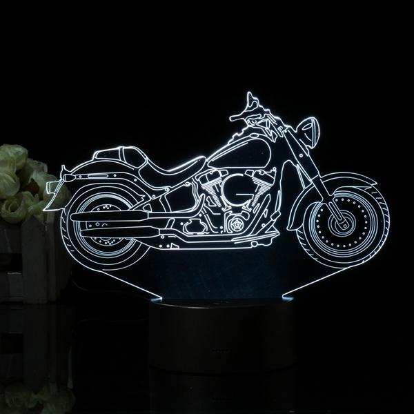 3D Illusion Motorcycle LED Desk Lamp - 7 Color Changing Touch Switch Night Light