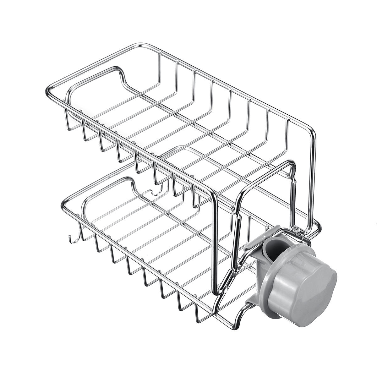 2-Layer Kitchen Sink Drain Rack: Faucet Sponge, Soap, Cloth Storage & Drying Holder