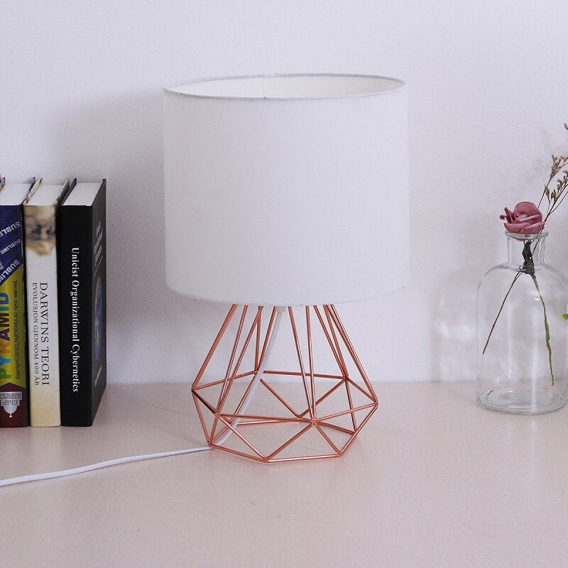 Modern Hollowed Out Bedside Table Lamp with Shade for Living Room or Bedroom Desk