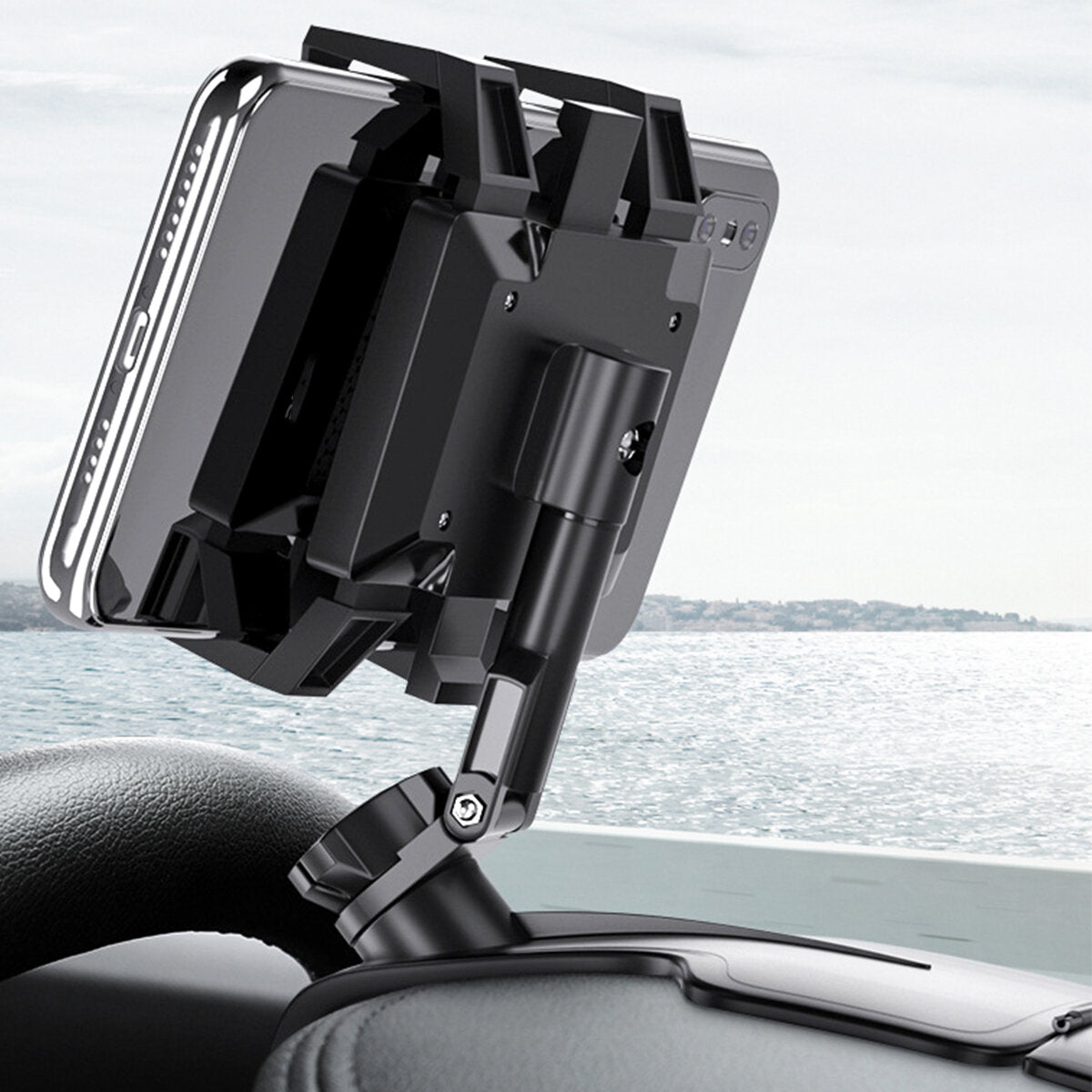 360 Degree Rotation Car Mobile Phone Holder for Sun Visor and Dashboard