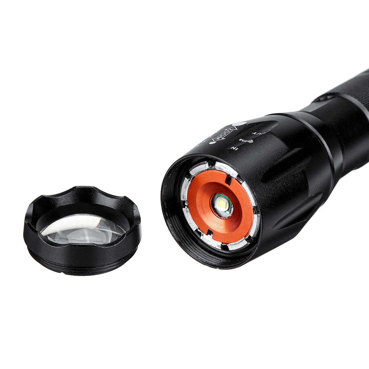 10W Rechargeable LED Flashlight - 5 Modes Tactical Torch with 18650 Battery, US/EU/UK Plug