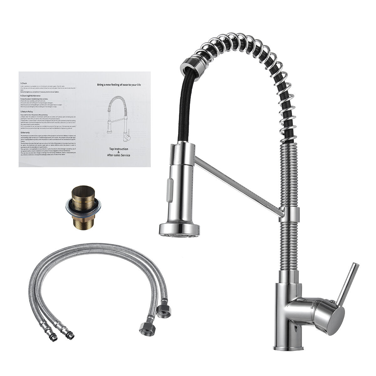 Single Handle Kitchen Faucet with Swivel Spout and Pull Down Spray Mixer Tap