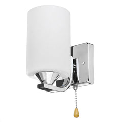 Bedroom Glass Wall Sconce Light Fixture with LED Bulb and Pull Switch for Bedside