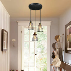 Industrial 3-Light Pendant Light, Adjustable Flush Mount Ceiling Fixture for Kitchen Island and Living Room