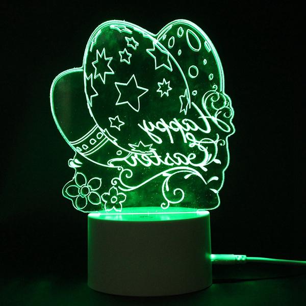 3D Illusion Easter Egg Rabbit LED Night Light - USB Colorful Table Lamp, Holiday Decor, DC5V