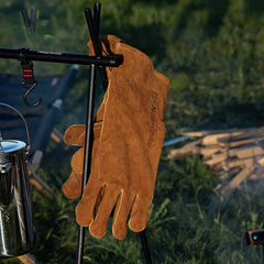 Flame Retardant Heat Insulation Leather Gloves for High Temperature Outdoor Camping, Picnic, BBQ