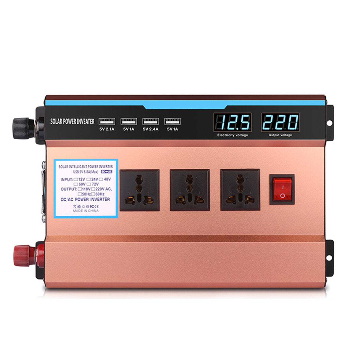 6000W Peak Solar Power Inverter - DC 12V/24V to AC 220V Converter