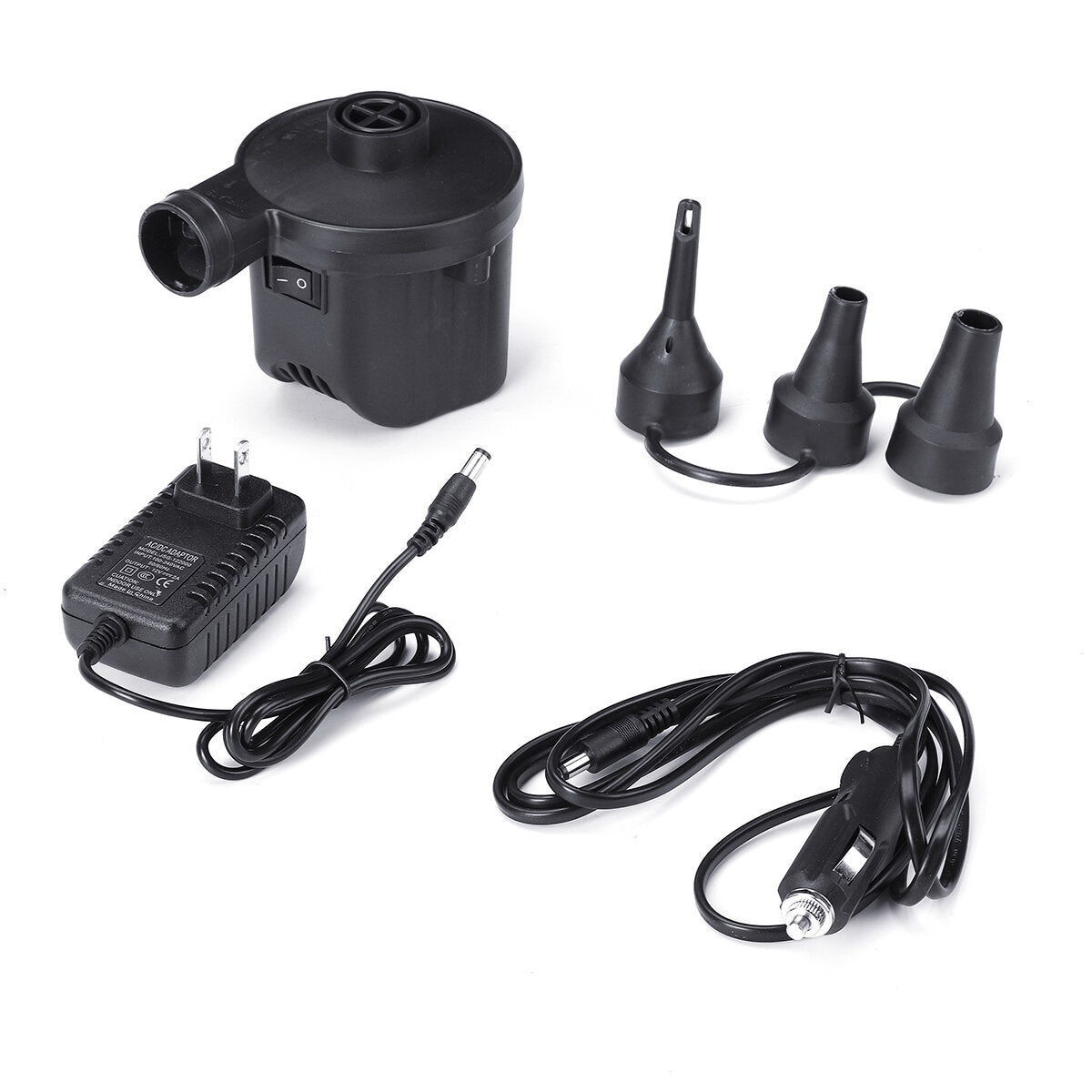 12V DC Electric Air Pump for Air Mattress, Inflatable Couch, Pool Floats, Bed, Boat, and Toys - Inflator/Deflator