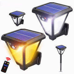 Solar Garden Light with Remote Control - 2 Install Ways, Waterproof Wall Lamp for Yard, Patio, Lawn, and Soil Lighting