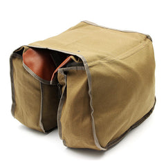 Khaki Canvas Motorcycle Side Saddle Bag - Durable Luggage for Bikes