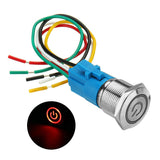 19mm Metal Self-locking 12V LED Push Button Switch, 5-Pin ON-OFF, Waterproof with Wire