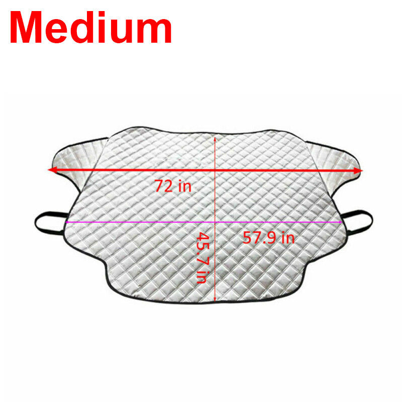 Silver Car Windshield Snow Cover Sun Shade Protector with Magnets for CRVs, Trucks, SUVs, and RVs