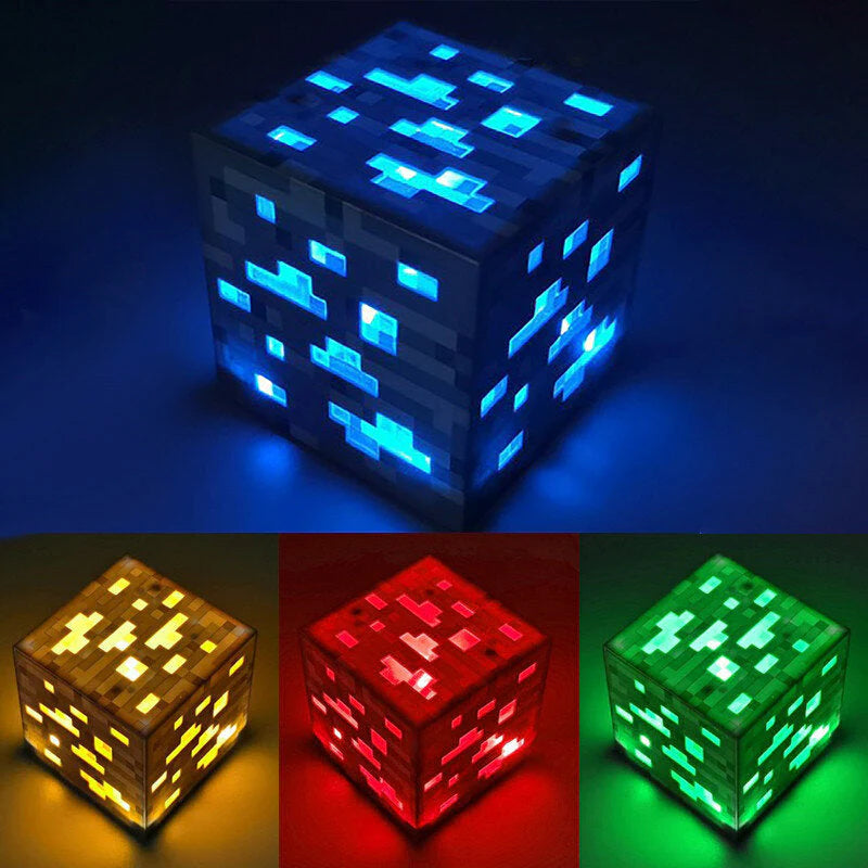 Wiederaufladbare LED-Minecraft-Taschenlampe, Nachtlicht – kreative Spiellampe für Kinder, Zuhause, Schlafzimmer-Dekoration