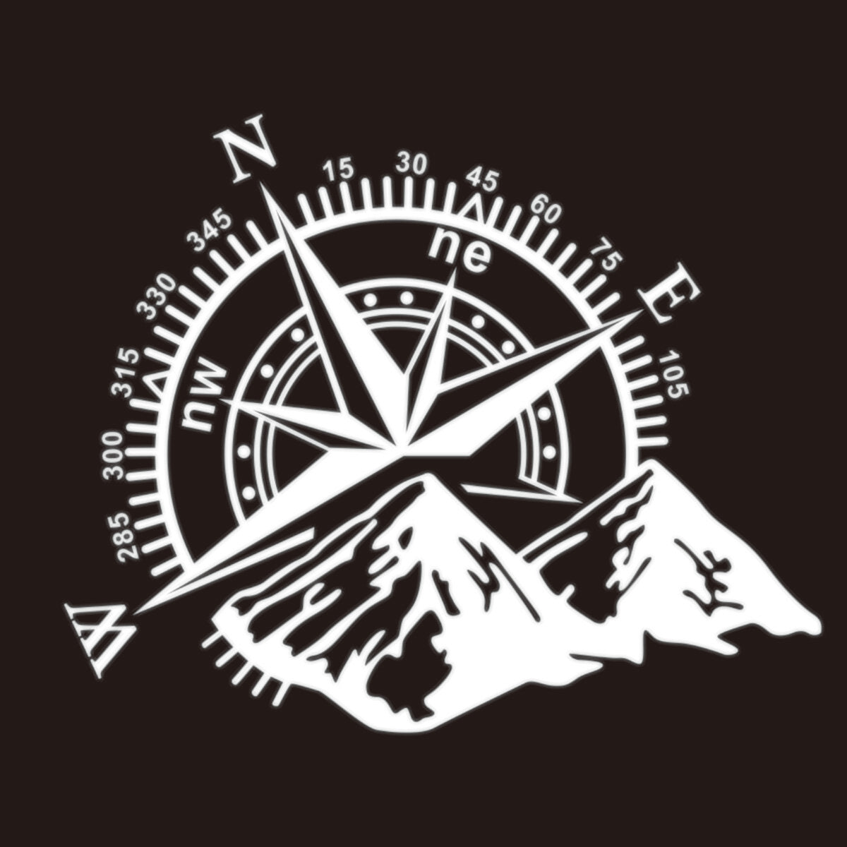 Large Compass Navigation Hood Body Sticker Decal for Camper Van, Motorhome, Car, Boat - 60x50cm