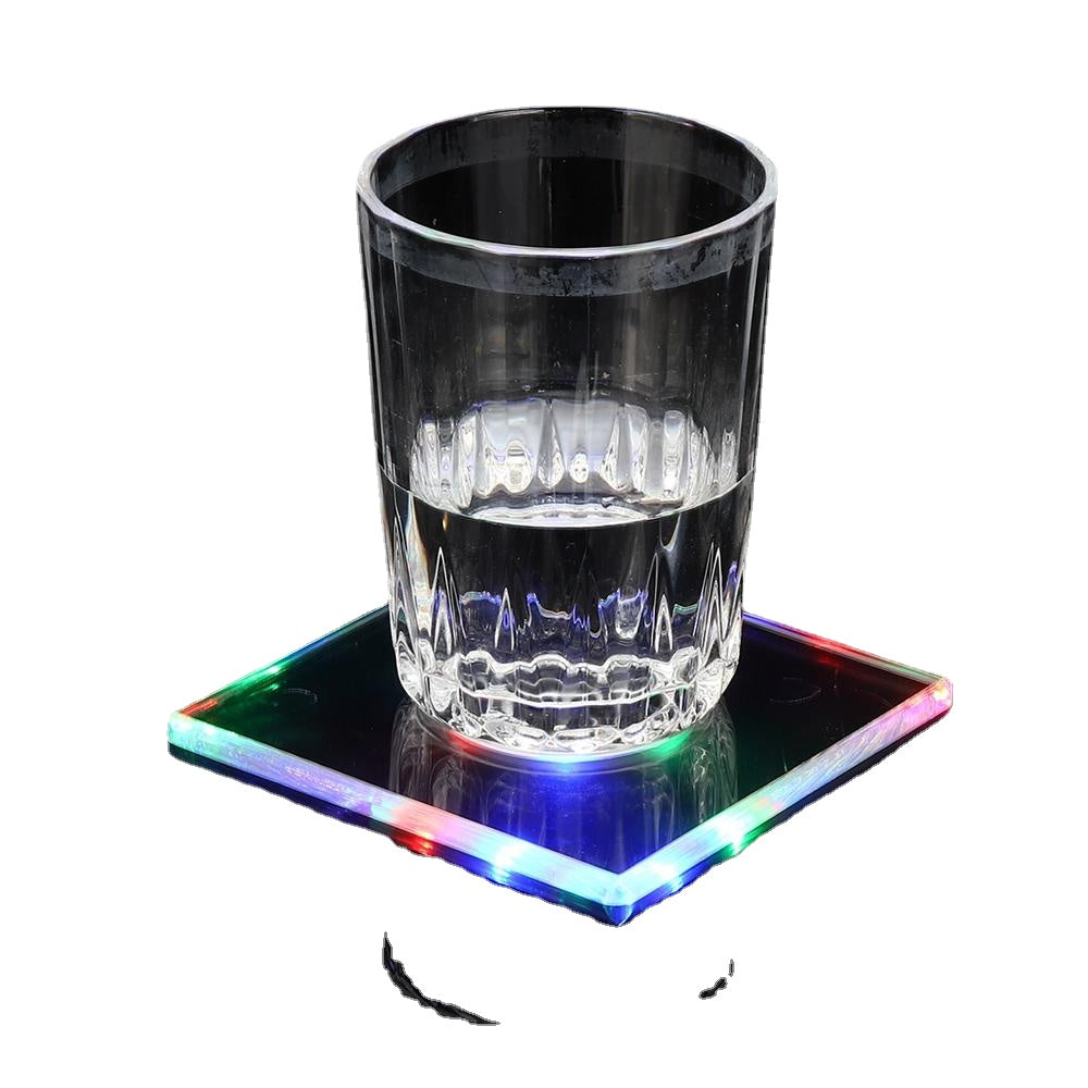 LED Night Light Color Bottle Cup Mat Sticker - Square Cocktail Party Pad Holder for Club