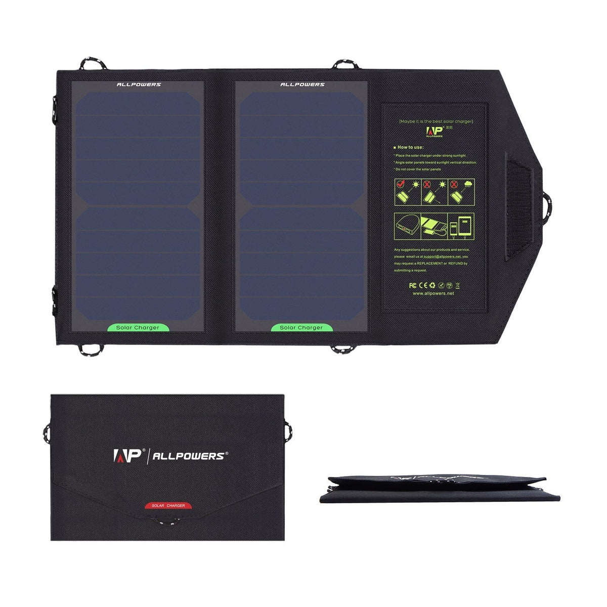 Flexible Foldable 21W Solar Panel Charger 5V/18V for Travel, High Efficiency Solar Battery Charger for iPhone